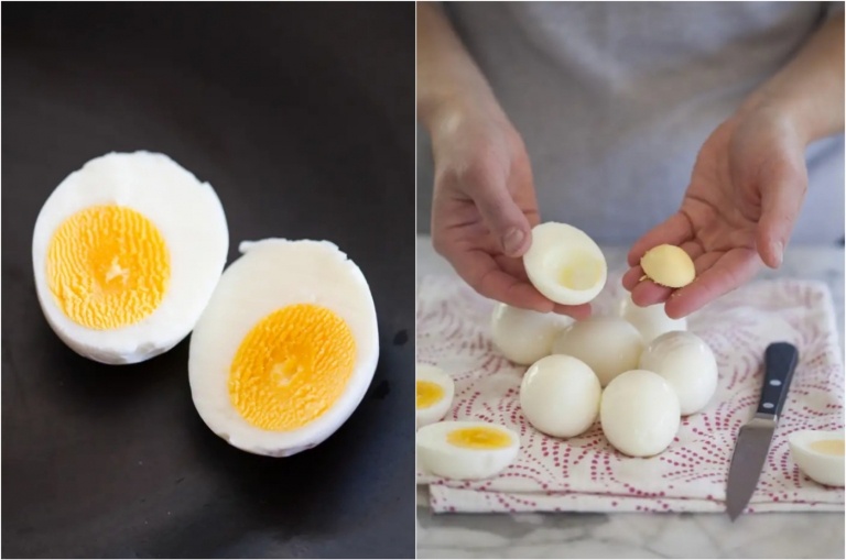ryska ägg recept hårdkokta ägg skuren i hälften ta bort äggulor
