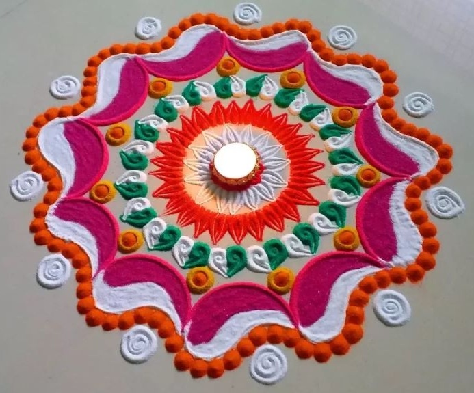 DIY: Kuinka tehdä Rangoli-malleja lattialle askel askeleelta väreillä