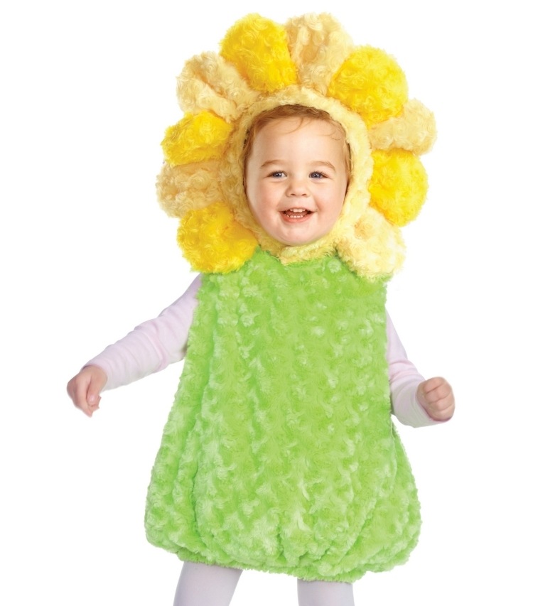 idéer-karneval-kostymer-bebis-småbarn-blomma-fluffig-dräkt-grön-gul