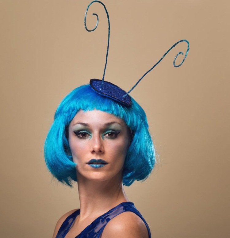 Idéer-karnevalskostymer-hund-tillbehör-tillbehör-kvinnor-blå-insekt