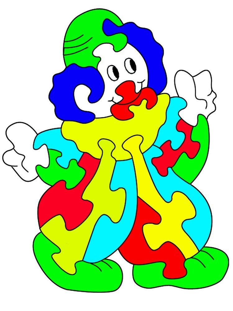 Bläddra såg-mallar-gratis-tryck-clown-pussel-barn-grundskola