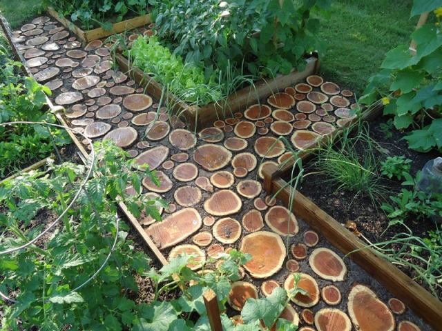 trädgårdsväg idéer skapa träskivor grönsaks trädgård