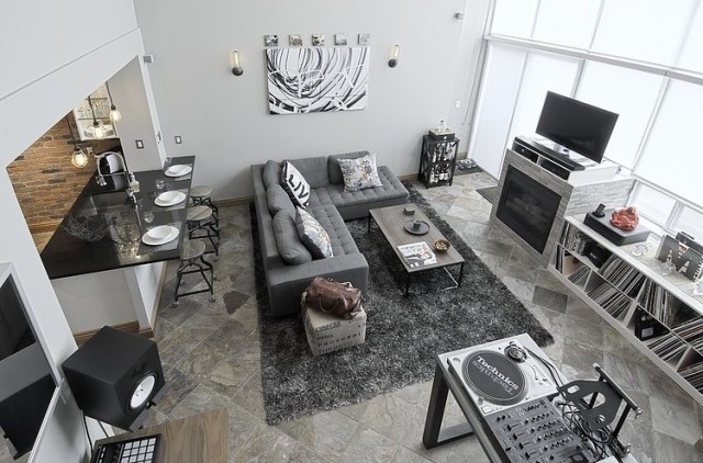 lägenhetsinredning-grå-vit-svart
