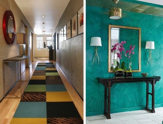 färger-i-korridoren-akvamarin-blå-gips-effekt-väggdesign