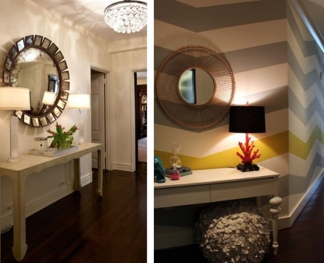 hall-design-dekorativa-speglar-special-ljus-effekter-vägg-design-remsor
