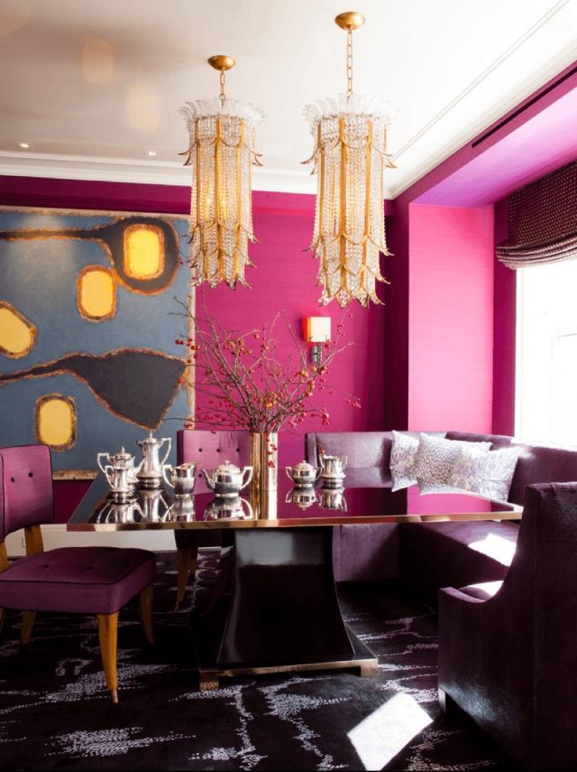 magenta-färg-design-matsal-lägenhet-eklektisk-dekoration
