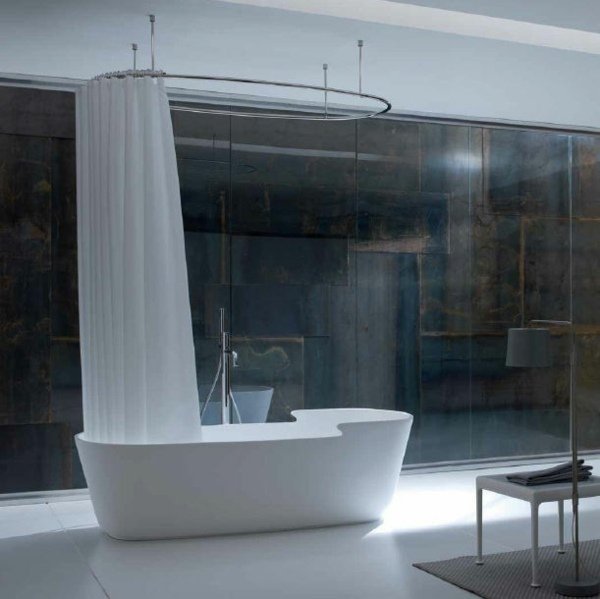 vit badkar dusch gardin design idéer