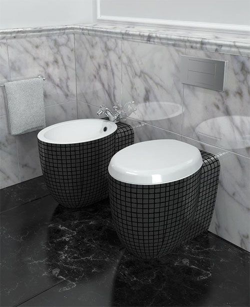 idéer för toalettdesign för elegant badrum svart
