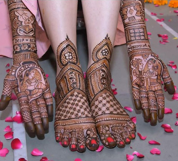 Dulhan Mehndi -mallit käsille ja jaloille