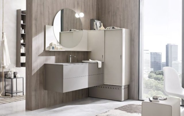 moderna-badrum-möbler-START-beige-taupe-skåp-rund-spegel