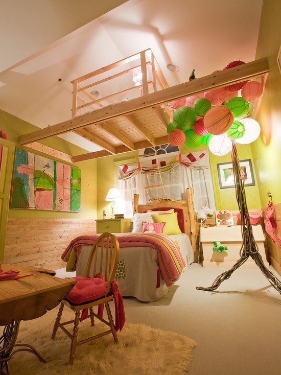 idéer barnrum färgglad duplex design diffus belysning