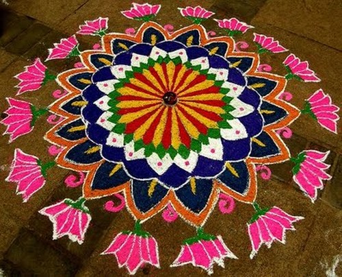 Σχέδια Lotus Rangoli για Pooja