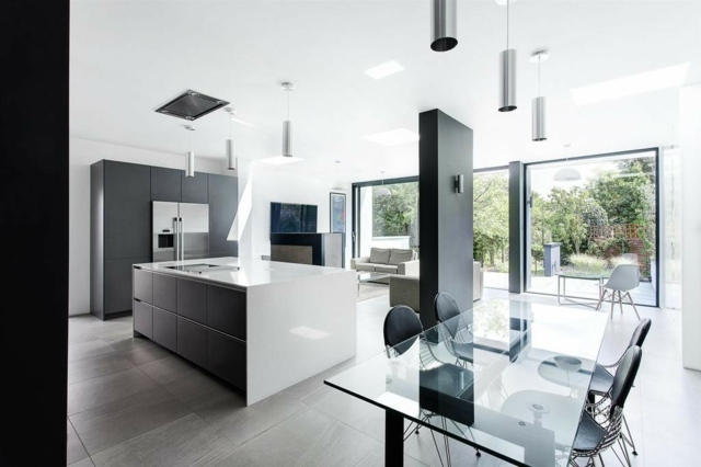 Högblank optik-mineralmaterial-konst vägg-skiljevägg-grå-utrustning