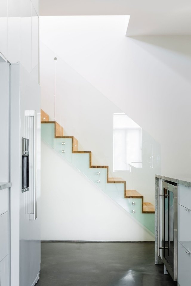 moderna träfällbara trappor glas trappa räcke lätthet
