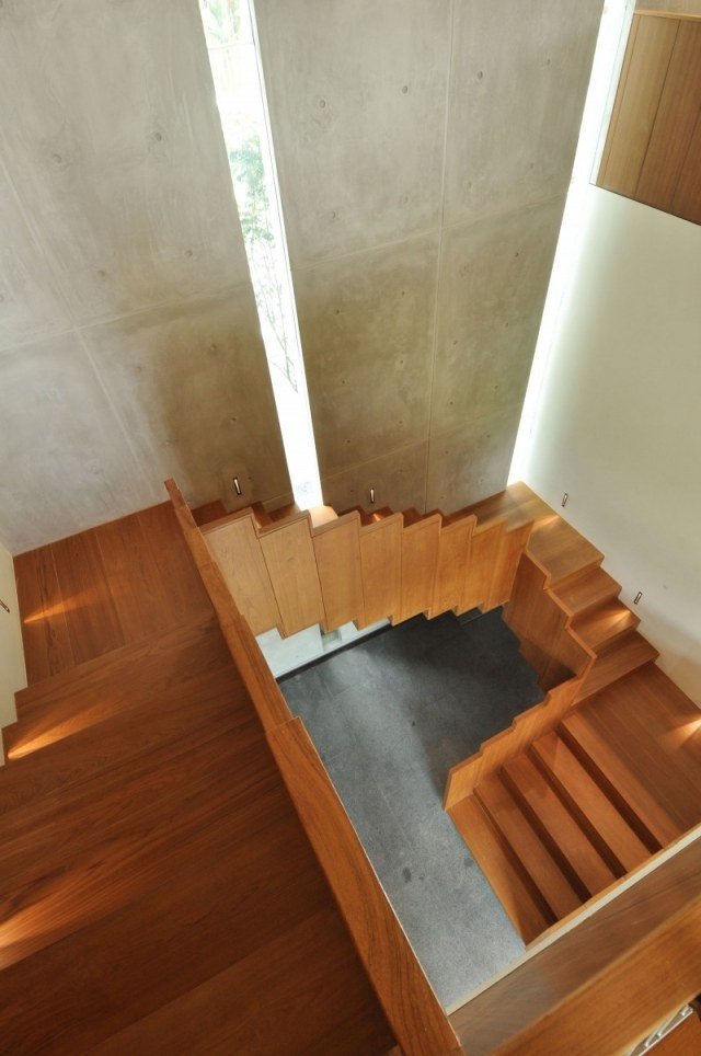 modern design trappa trä lack modern form räcke Sunset Terrace House