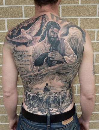 Jeesuksen kuvan uskonnolliset tatuointimallit