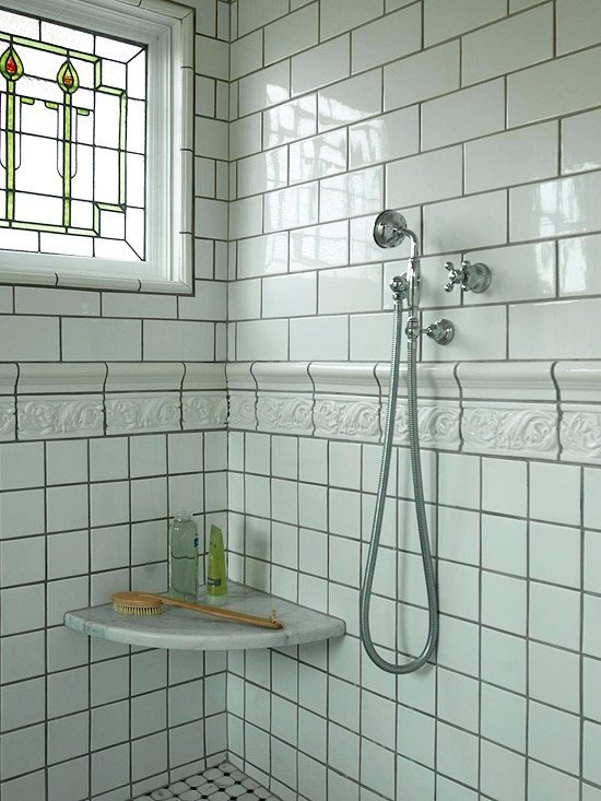 kreativa idéer för walk in shower retro design