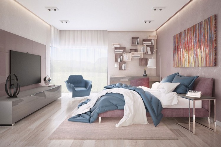 modern-möblering-idéer-sovrum-indirekt-led-tak-belysning-rosa-feminint