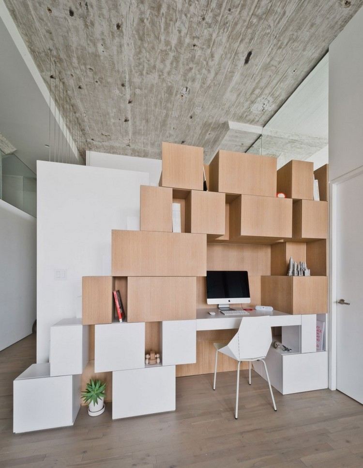 moderna möbler-idéer-hyllsystem-trappor-kubiska-skrivbord