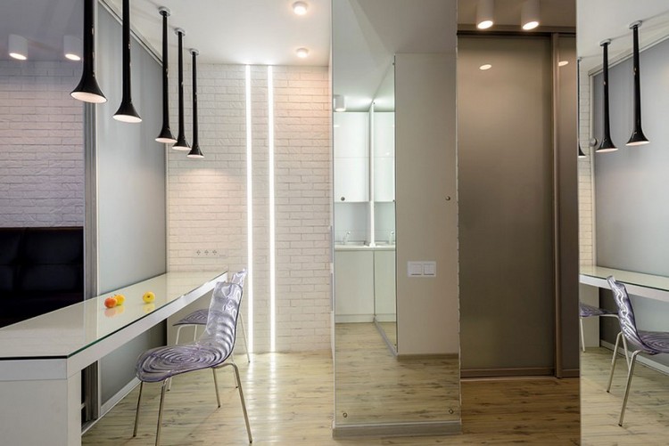modern-möblering-idéer-litet-rum-spegel-led-belysning-kök