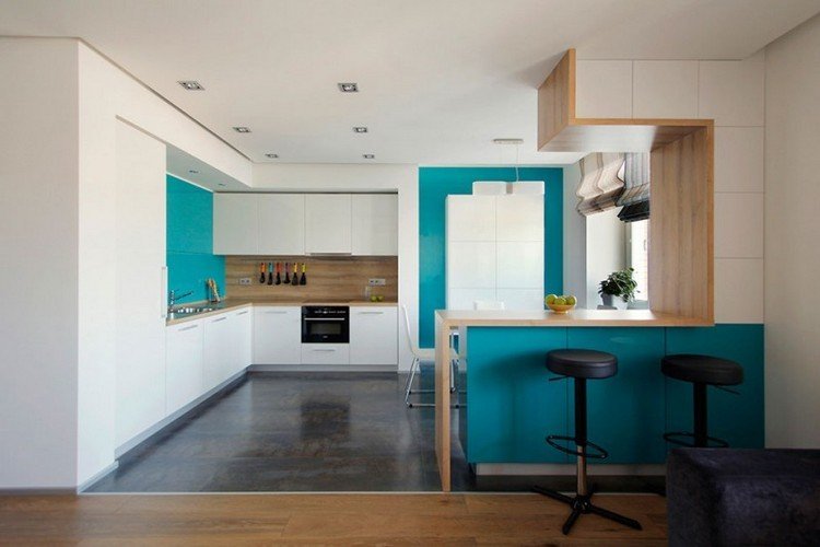 möbleringsidéer-modernt-kök-vitt-blått trä