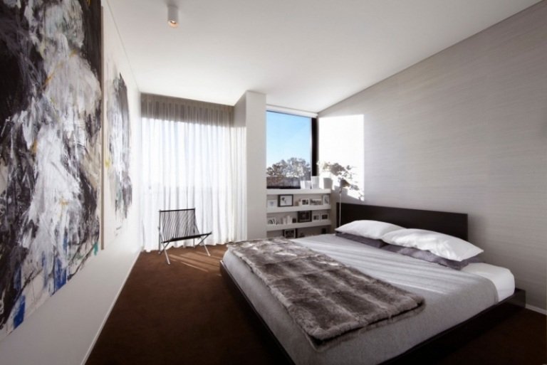 modern-sovrum-brun-matta-grå-vägg-tapet-bild-remsa