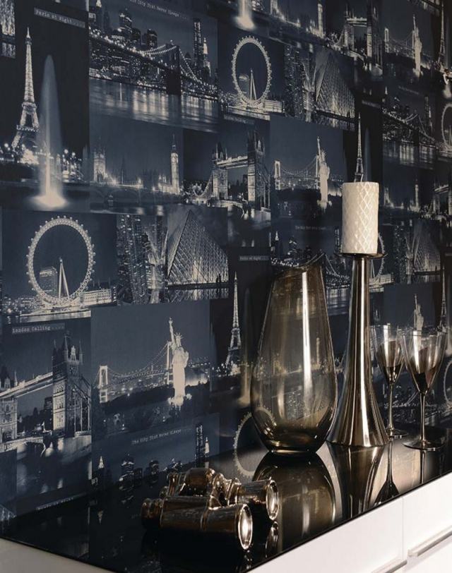vardagsrum tapet design mörkblå natt foton städer över hela världen arturo