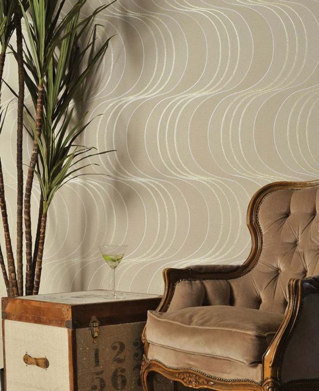 vardagsrum tapet beige geeometric enkel keiko