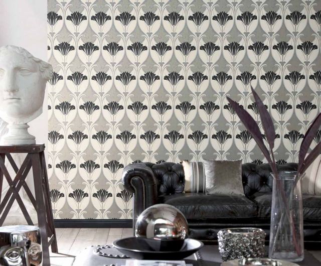 vardagsrum tapet blommönster överdådig look
