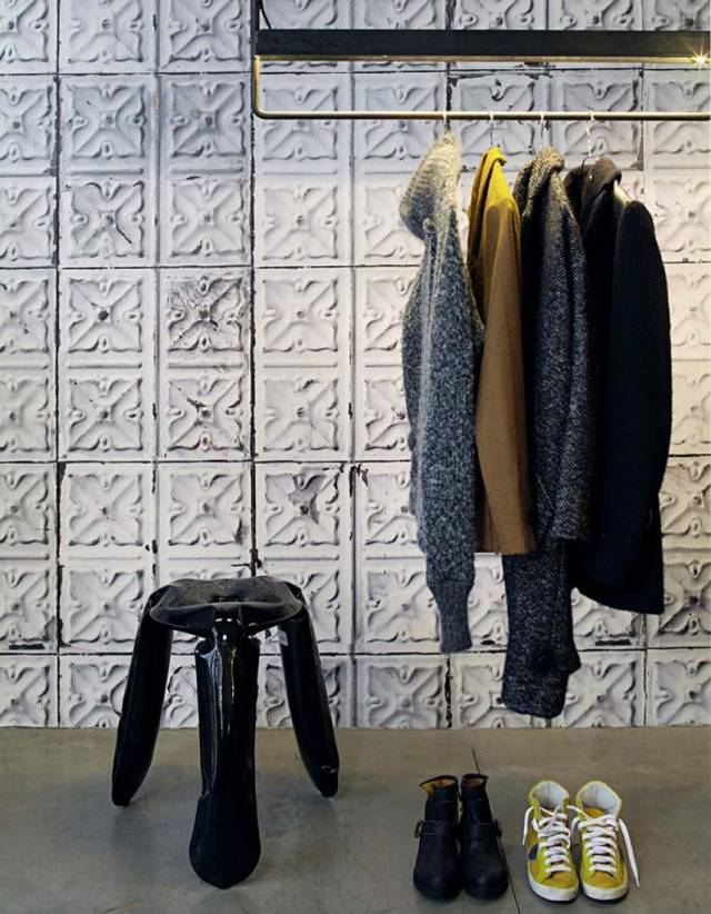 fiberduk tapet design kakel optik vit shabby Brooklyn burkar