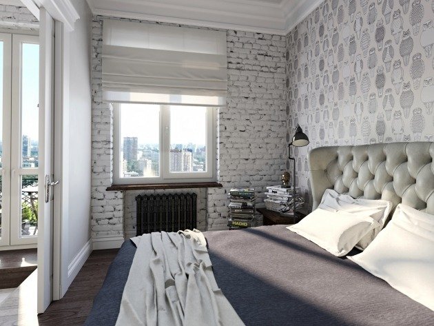 stoppad-säng-med-sänggavel-vägg-tapeter-modern-mönster-tegel-vägg-effekt