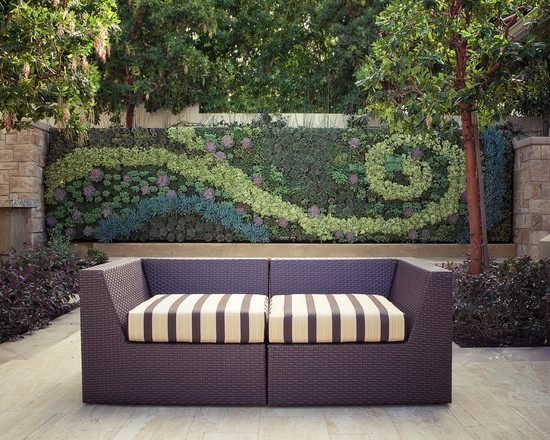 trädgårdsmöbler rotting soffa pad pad grön vägg