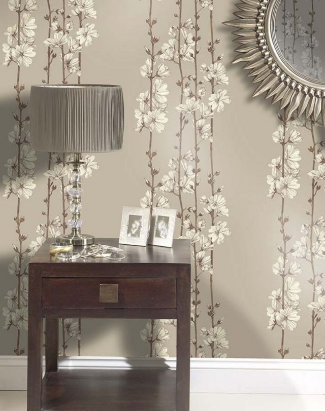 tapet idéer mönster vit magnolia vardagsrum vägg design hera