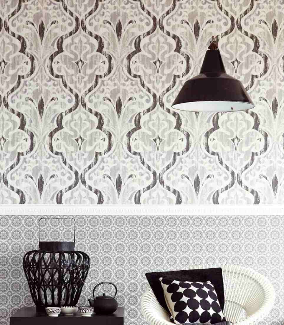 vardagsrum svartvitt mönster tapet bordure artio