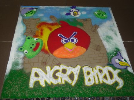 Helppo sarjakuva Angry Birds Rangolis