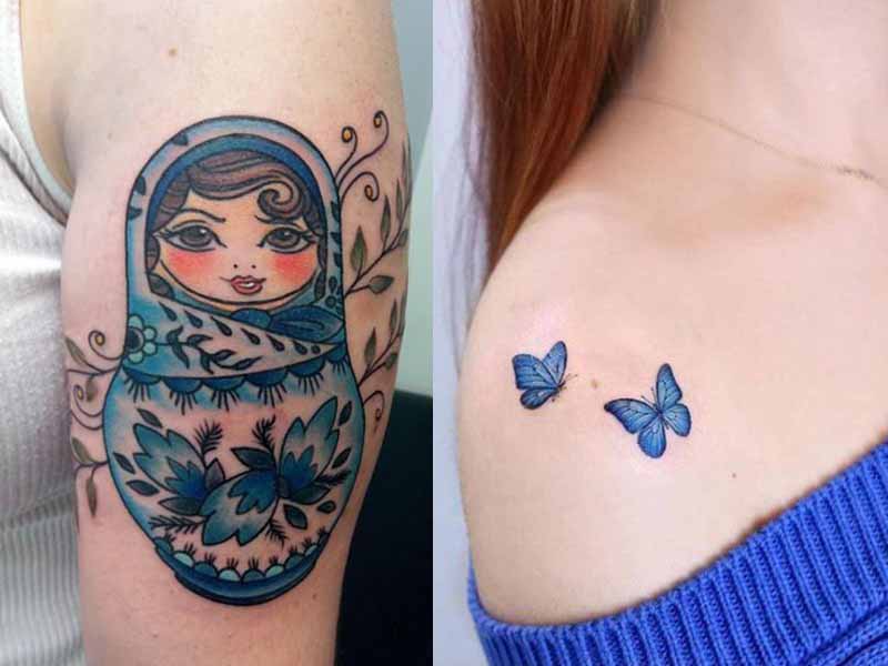 Μπλε σχέδια τατουάζ με νοήματα