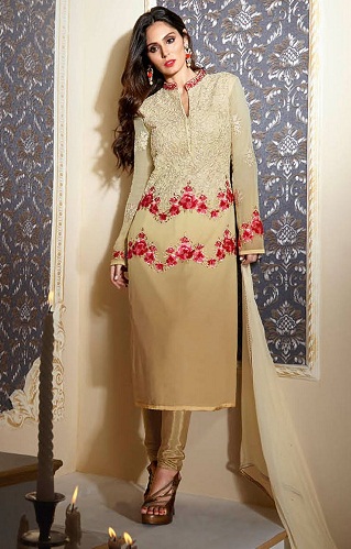 Suora kultainen Salwar -puku