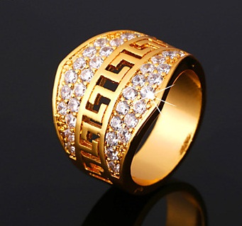 Crown Shape Big Gold and Diamond Ring for Men
