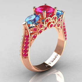 Σχεδιαστής Rose Gold Rings με Sapphire