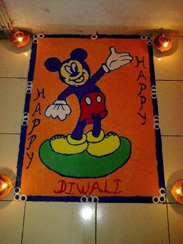 Mickey Mouse Rangoli Σχέδιο για Diwali