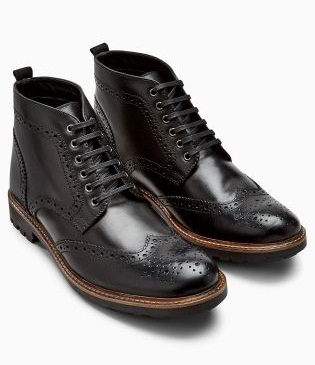 Black Brogue Cleat Boot