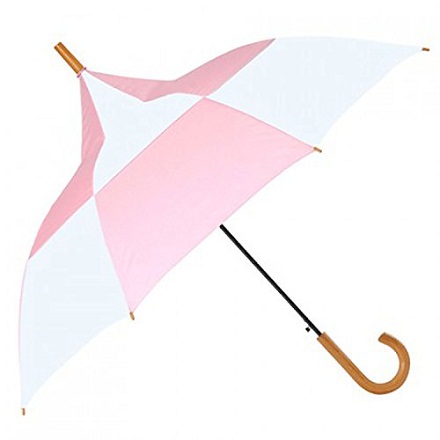 Kannettava vaaleanpunainen ja valkoinen sateenvarjo