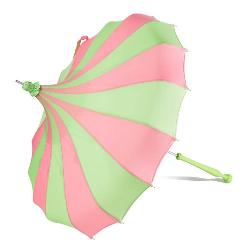 Patio vaaleanpunainen ja vihreä sateenvarjo