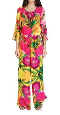 Tulip Purple Floral Print Designer Jumpsuit για κορίτσια