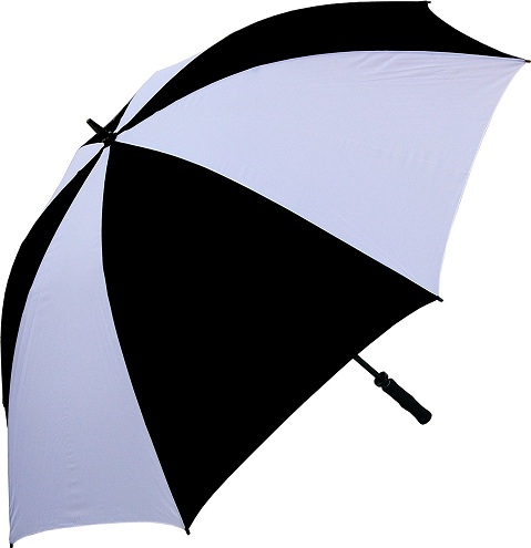 Musta valkoinen tuuletettu sateenvarjo