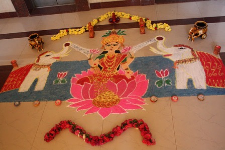 Goddess Lakshmi Handmade Rangoli Design