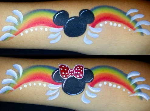 Rainbow Mickey ja Minnie Tattoo Design