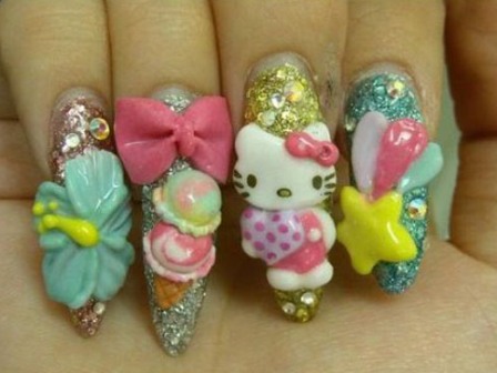 Hello Kitty Japanese Kawaii Nails