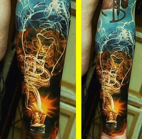 Ηλεκτροκίνητα σχέδια τατουάζ Lightning