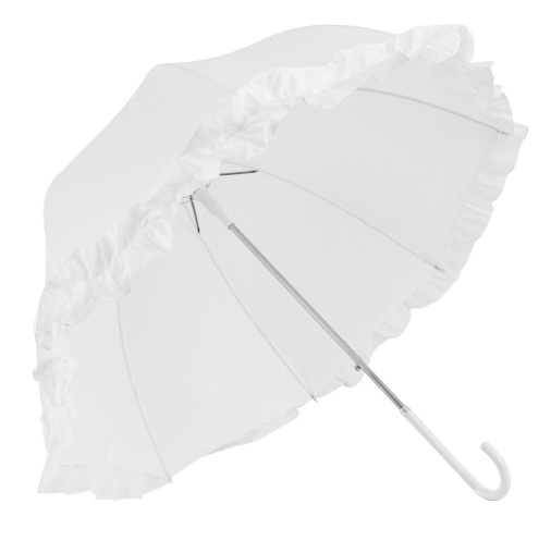 Syväkupoliset valkoiset sateenvarjot